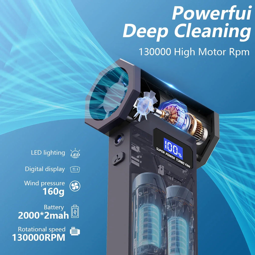 Air Blow Pro™ – 110,000 RPM Turbo Air Duster with 4-Speed Power & LED Display