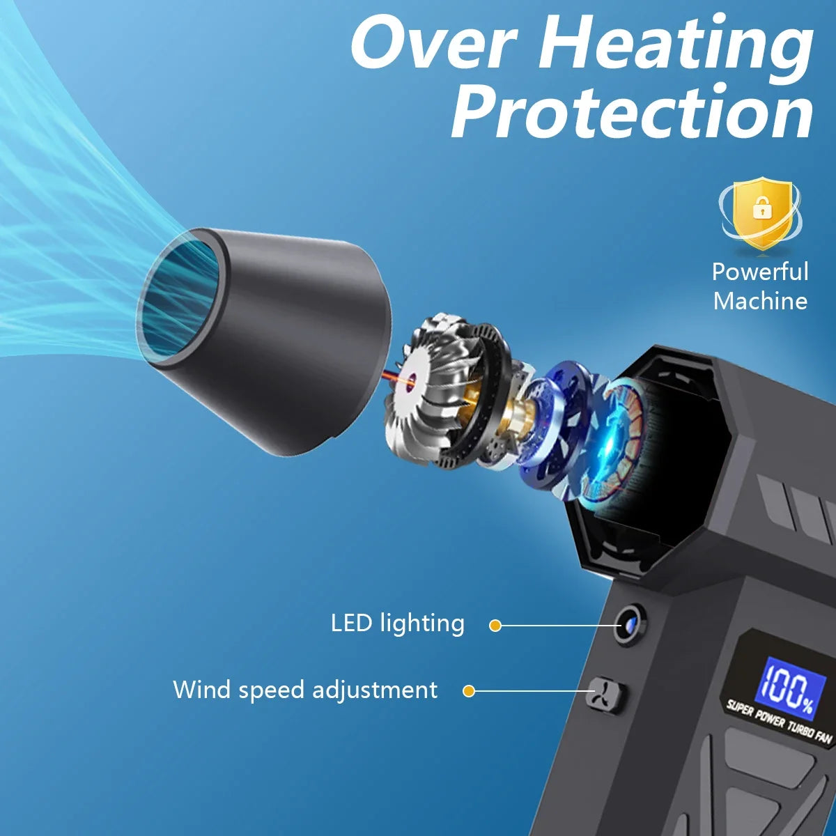 Air Blow Pro™ – 110,000 RPM Turbo Air Duster with 4-Speed Power & LED Display